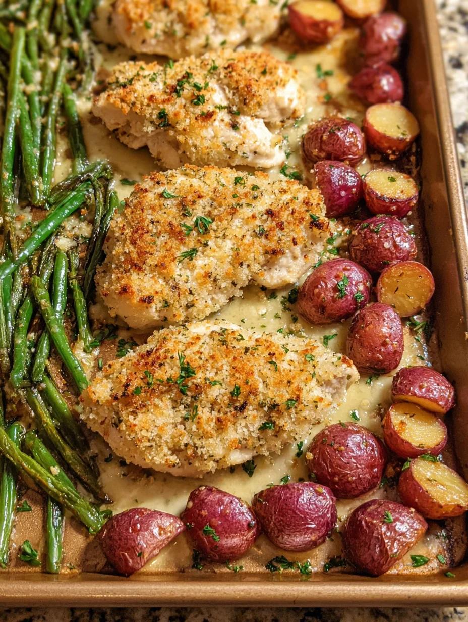 Parmesan Crusted Chicken Sheet Pan Dinner