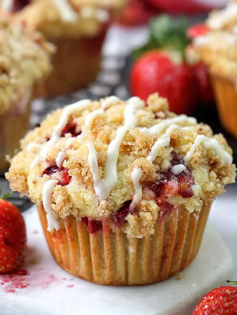 Strawberry Cream Cheese Muffins with Streusel Crumb Topping