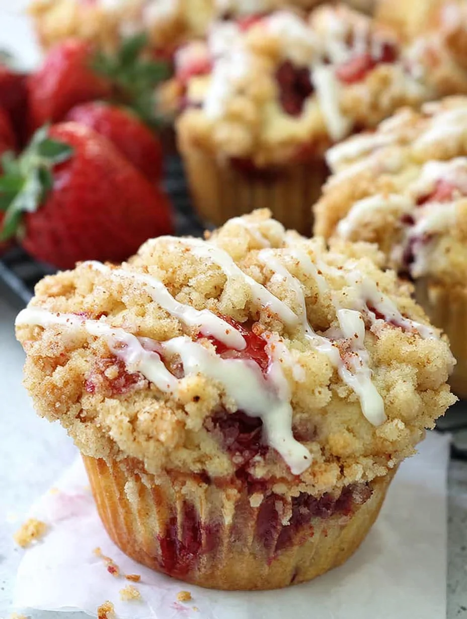 Strawberry Cream Cheese Muffins with Streusel Crumb Topping