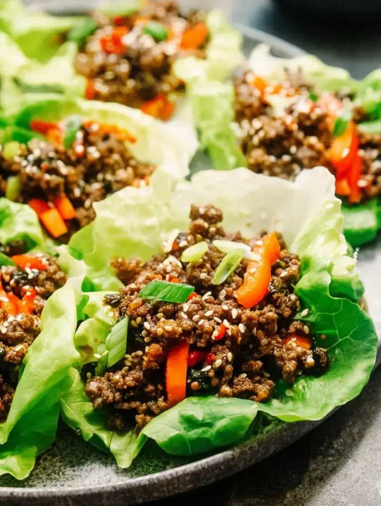 Asian Style Ground Beef Lettuce Wraps