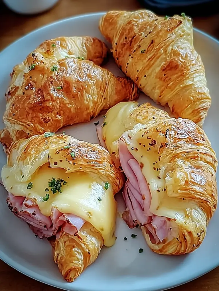 Baked Ham and Cheese Croissants