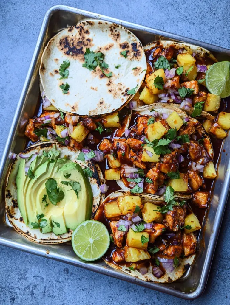 One Pan Chicken & Pineapple Tacos