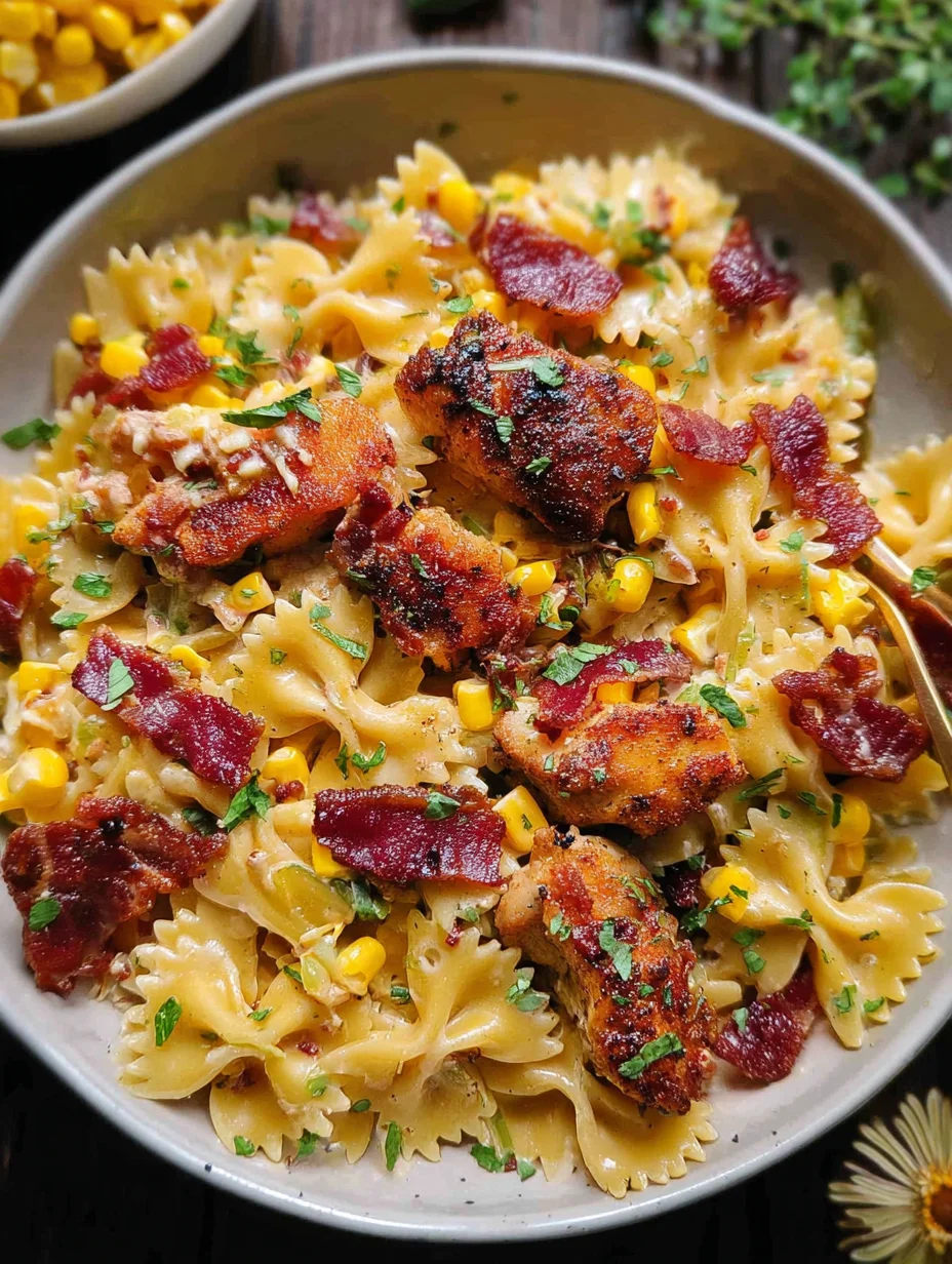 Creamy Chicken and Corn Pasta with Bacon