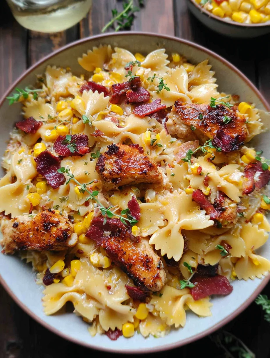 Creamy Chicken and Corn Pasta with Bacon