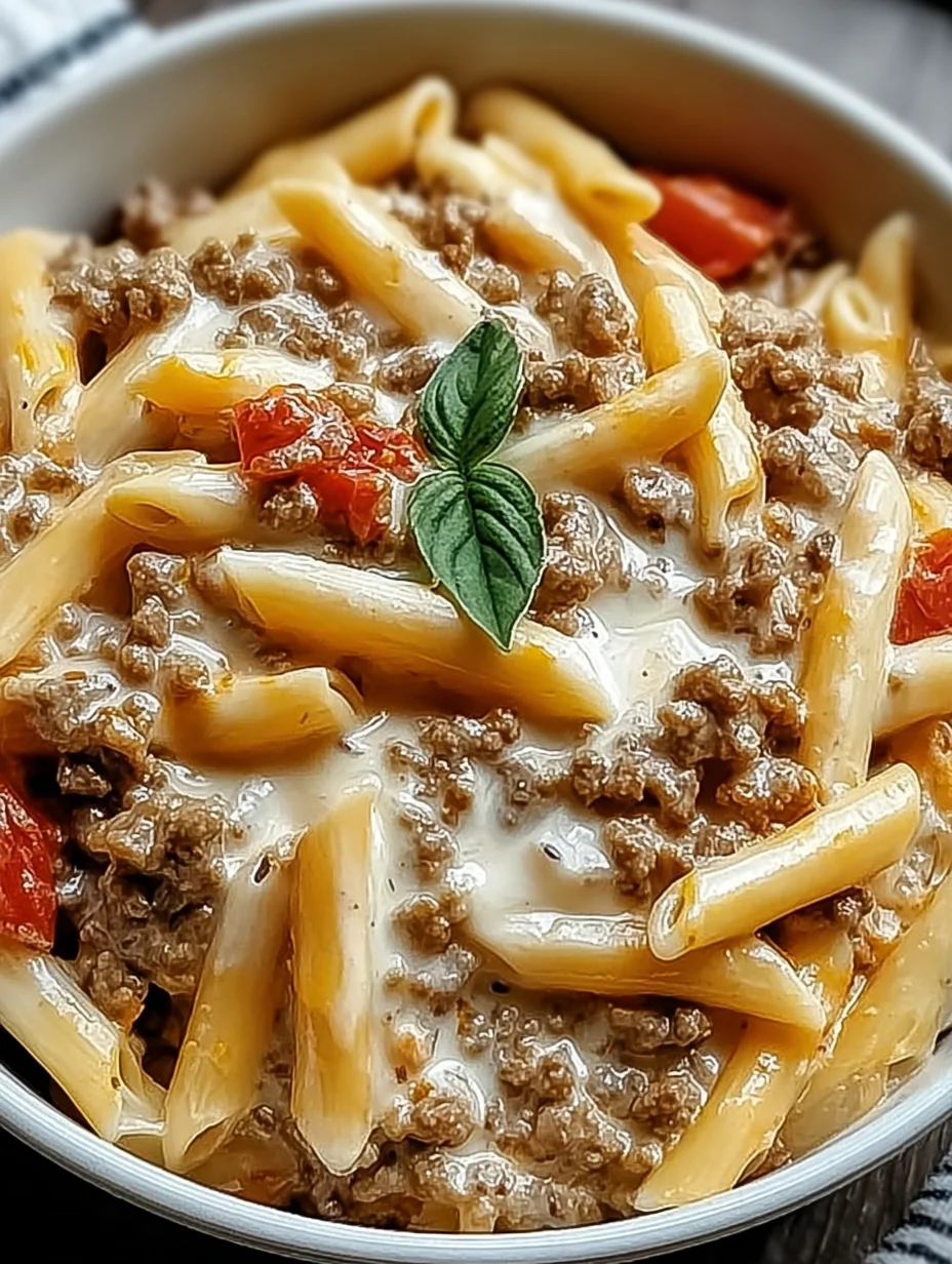 Creamy Rotel Pasta with Ground Beef