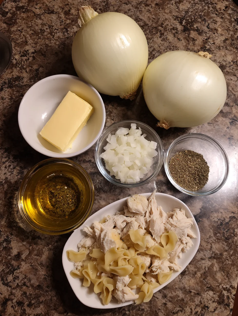 French Onion Chicken Orzo Casserole