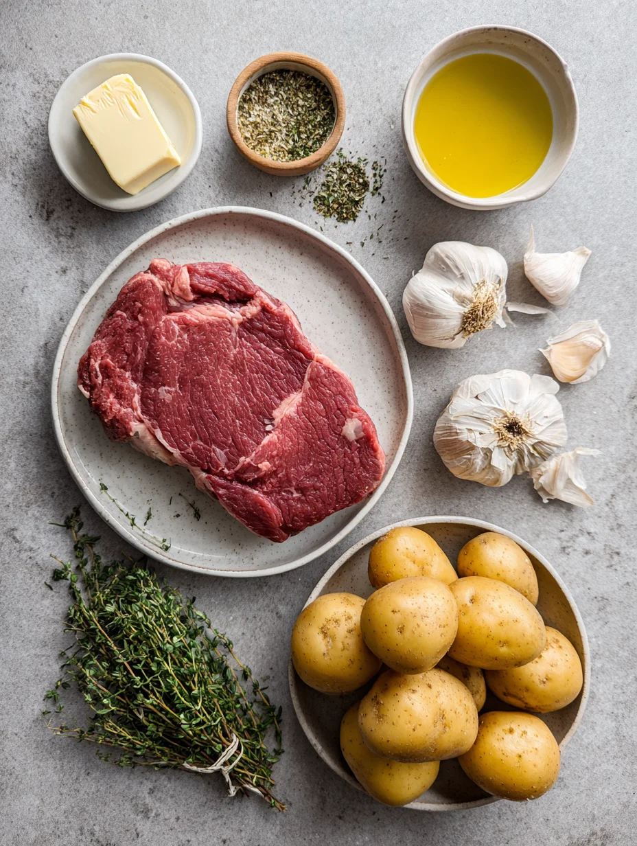 Garlic Butter Steak Bites and Potatoes