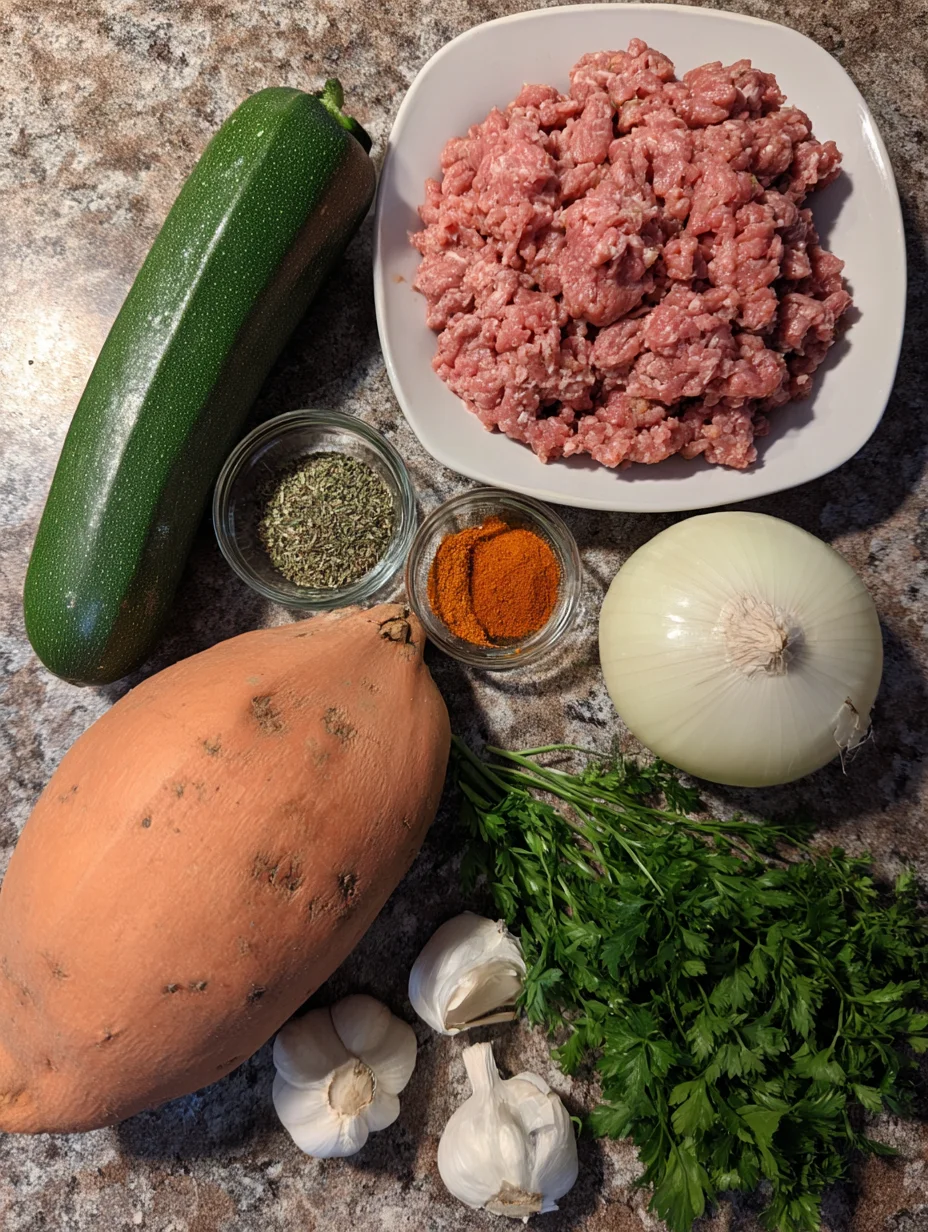 Ground Beef Zucchini Sweet Potato Skillet