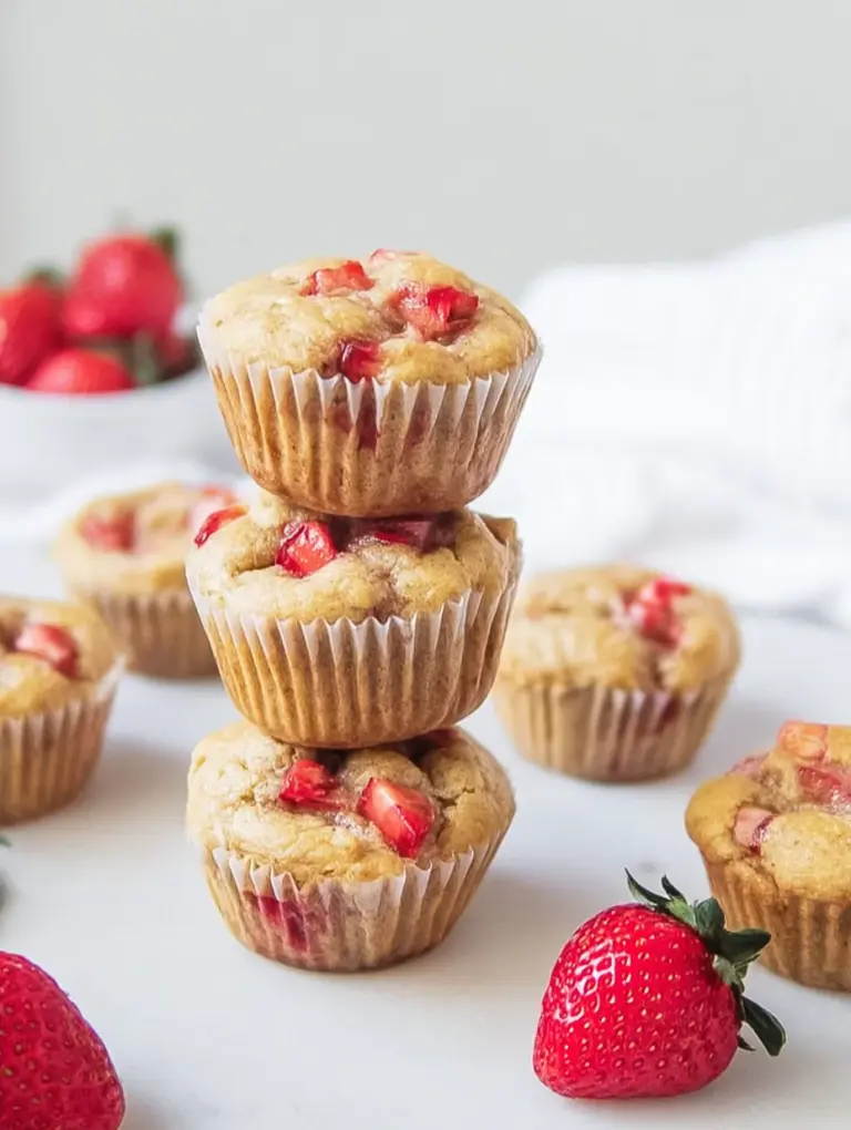 Healthy Strawberry Banana Yogurt Muffins
