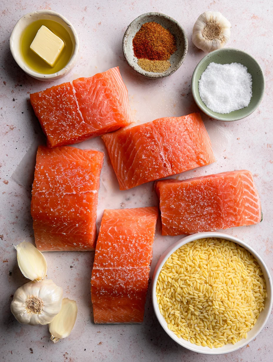 One Skillet Salmon with Lemon Orzo