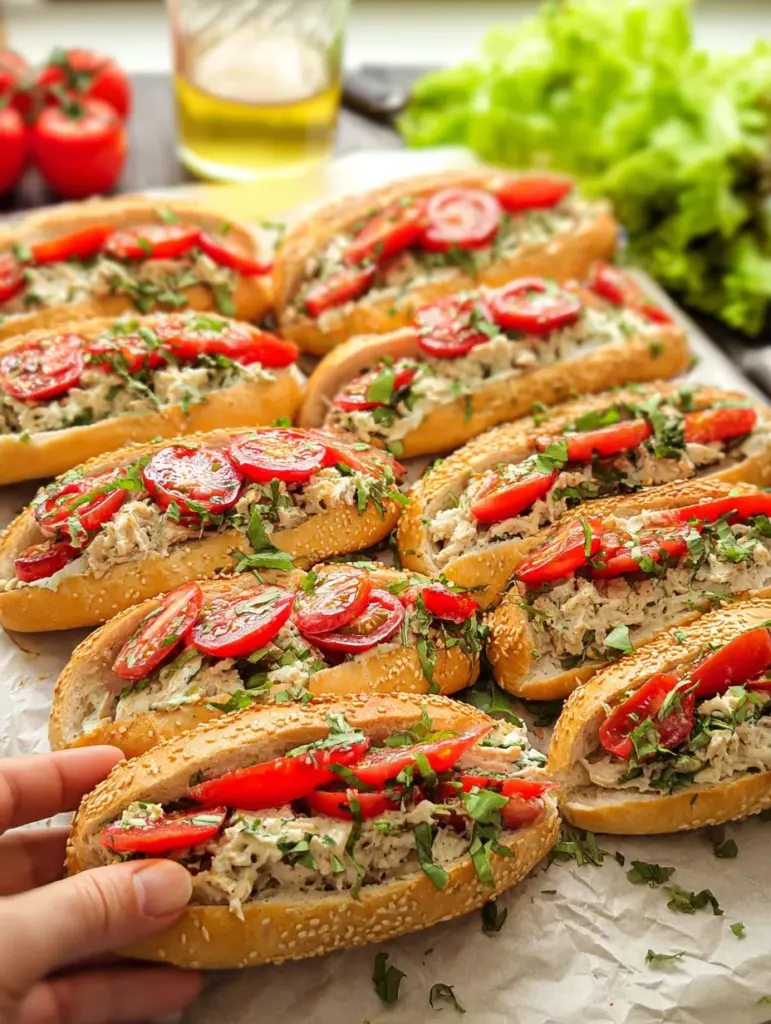 Tomatenbroodjes met kipsalade
