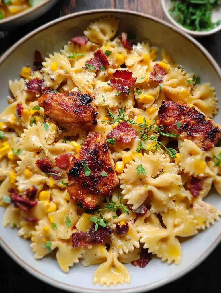 Creamy Chicken and Corn Pasta with Bacon