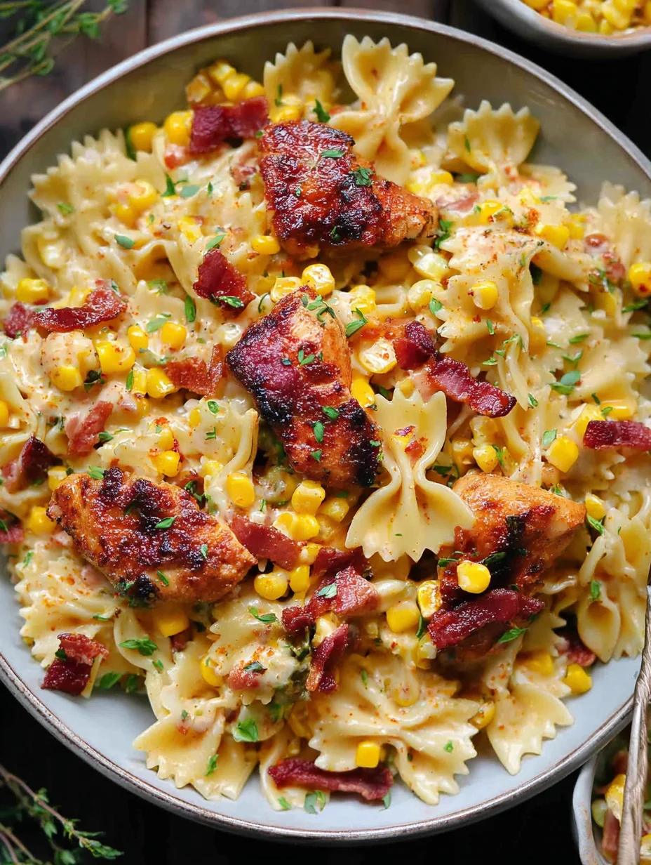 Creamy Chicken and Corn Pasta with Bacon