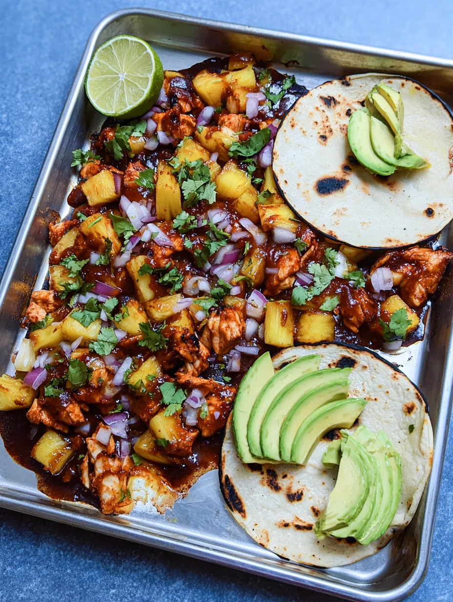 One Pan Chicken & Pineapple Tacos