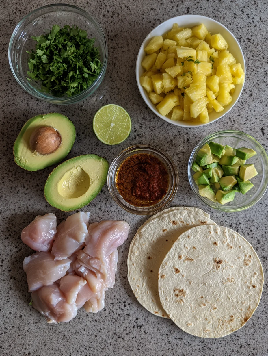 One Pan Chicken & Pineapple Tacos