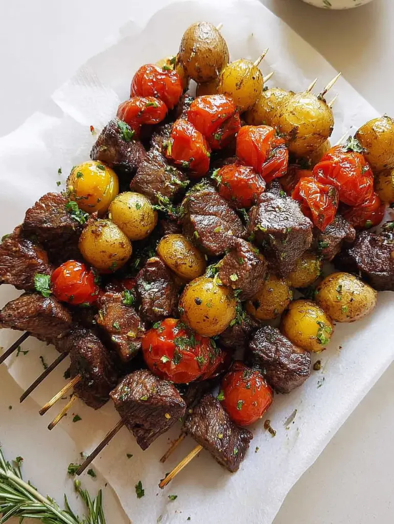 Rosemary Garlic Steak Kebabs