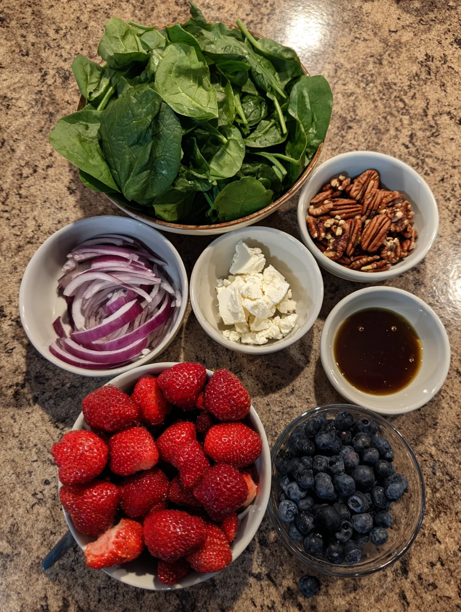 Spinach Strawberry Salad with Feta Cheese