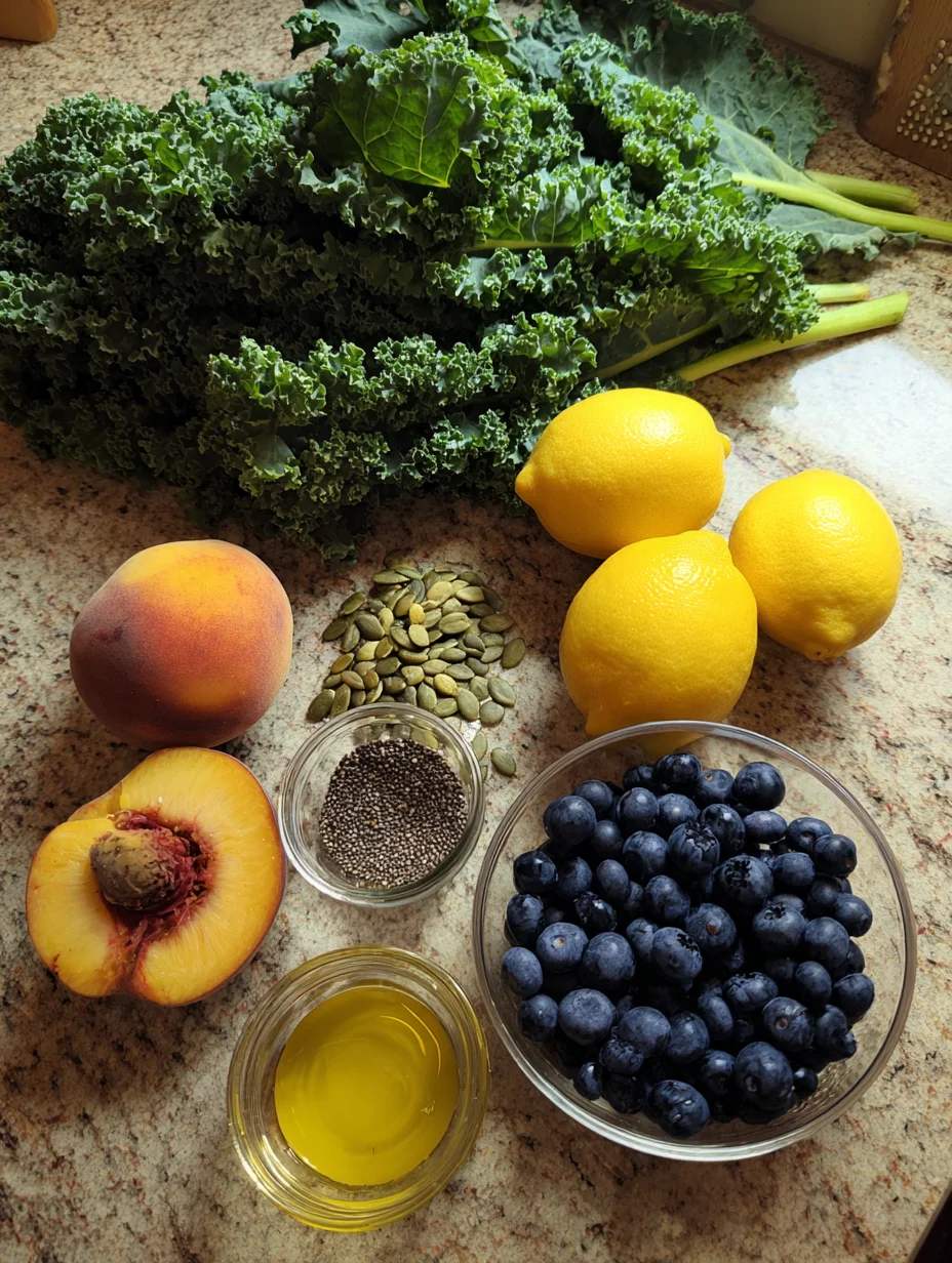 Summer Peach Blueberry Kale Salad