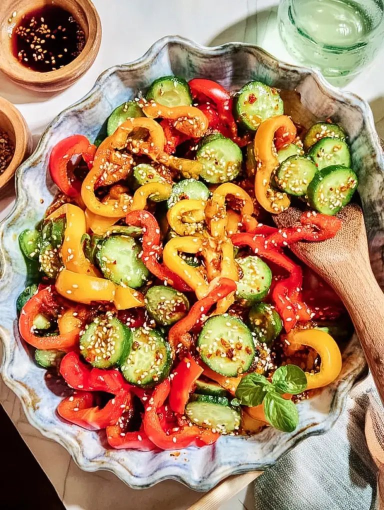Viral TikTok Cucumber & Bell Pepper Salad