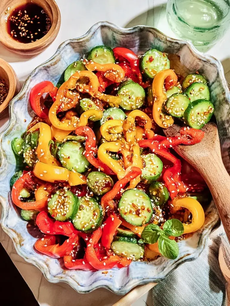 Viral TikTok Cucumber & Bell Pepper Salad