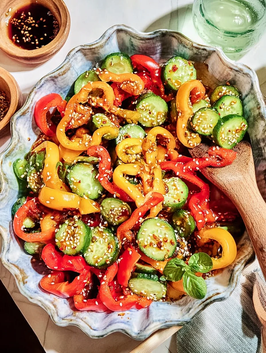 Viral TikTok Cucumber & Bell Pepper Salad