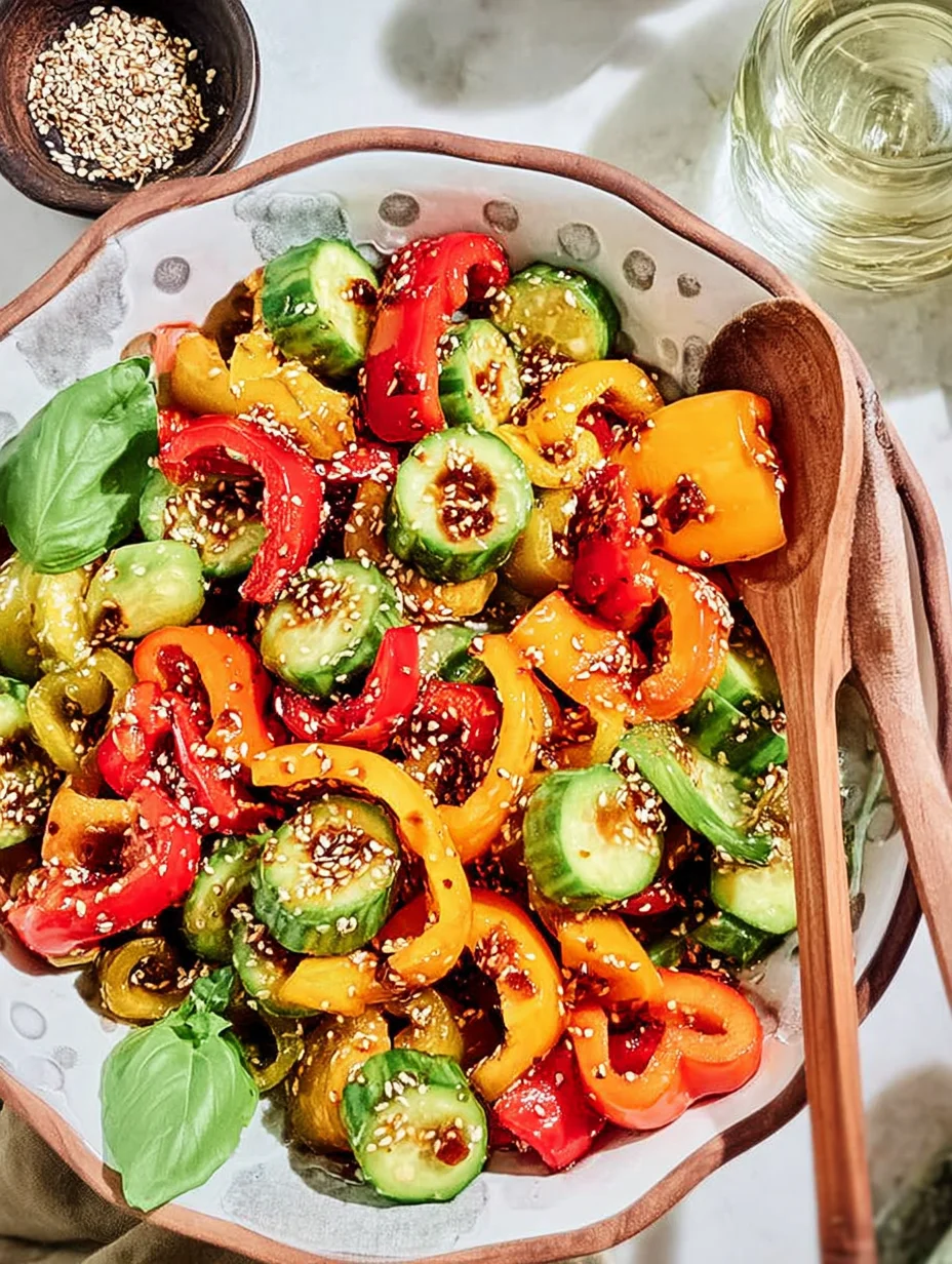 Viral TikTok Cucumber & Bell Pepper Salad